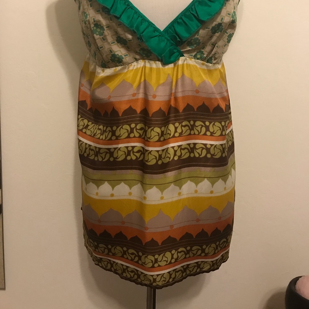 Colorful Ruffle Silk Top - Picture 2 of 8
